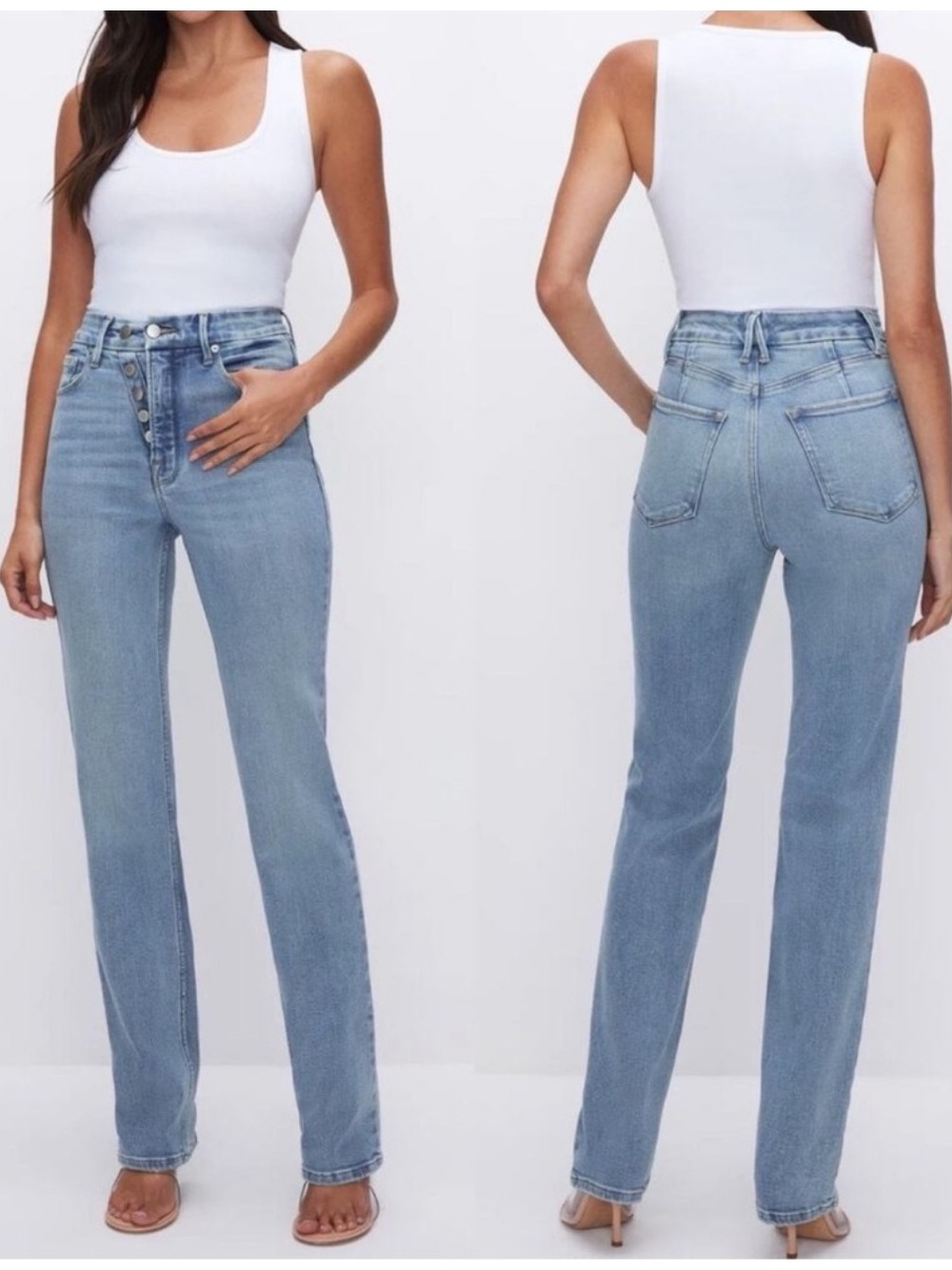 Good American Light Blue Straight Leg Jeans